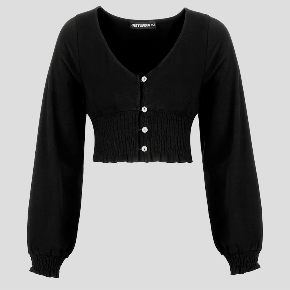 EUC Disturbia Dollsome Shirred Jersey Crop Top UK 14